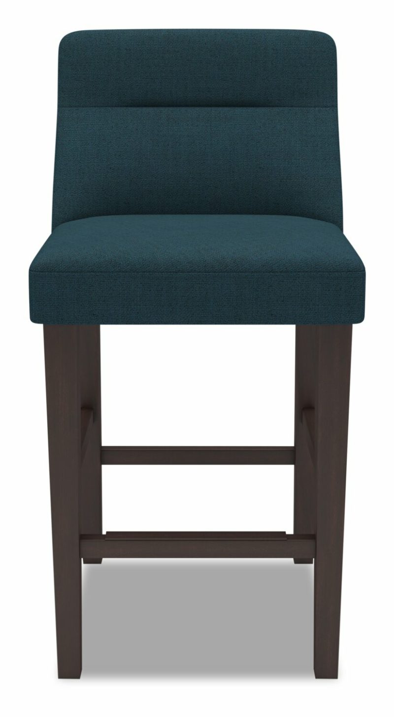 Gabi Counter-Height Stool With Linen-Look Fabric – Blue Bar Stools