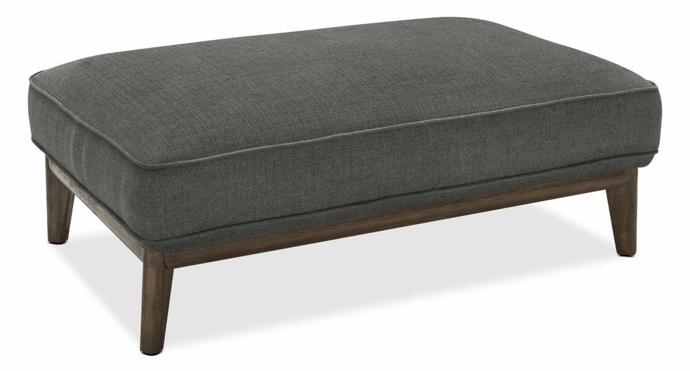 Gena Linen-Look Fabric Ottoman – Charcoal Furniture