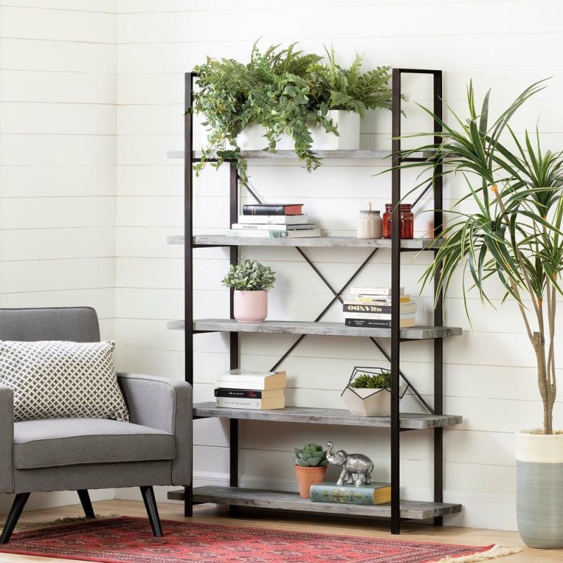 Gimetri Standard 5-Shelf  Shelving Unit – Soft Grey Bookcases