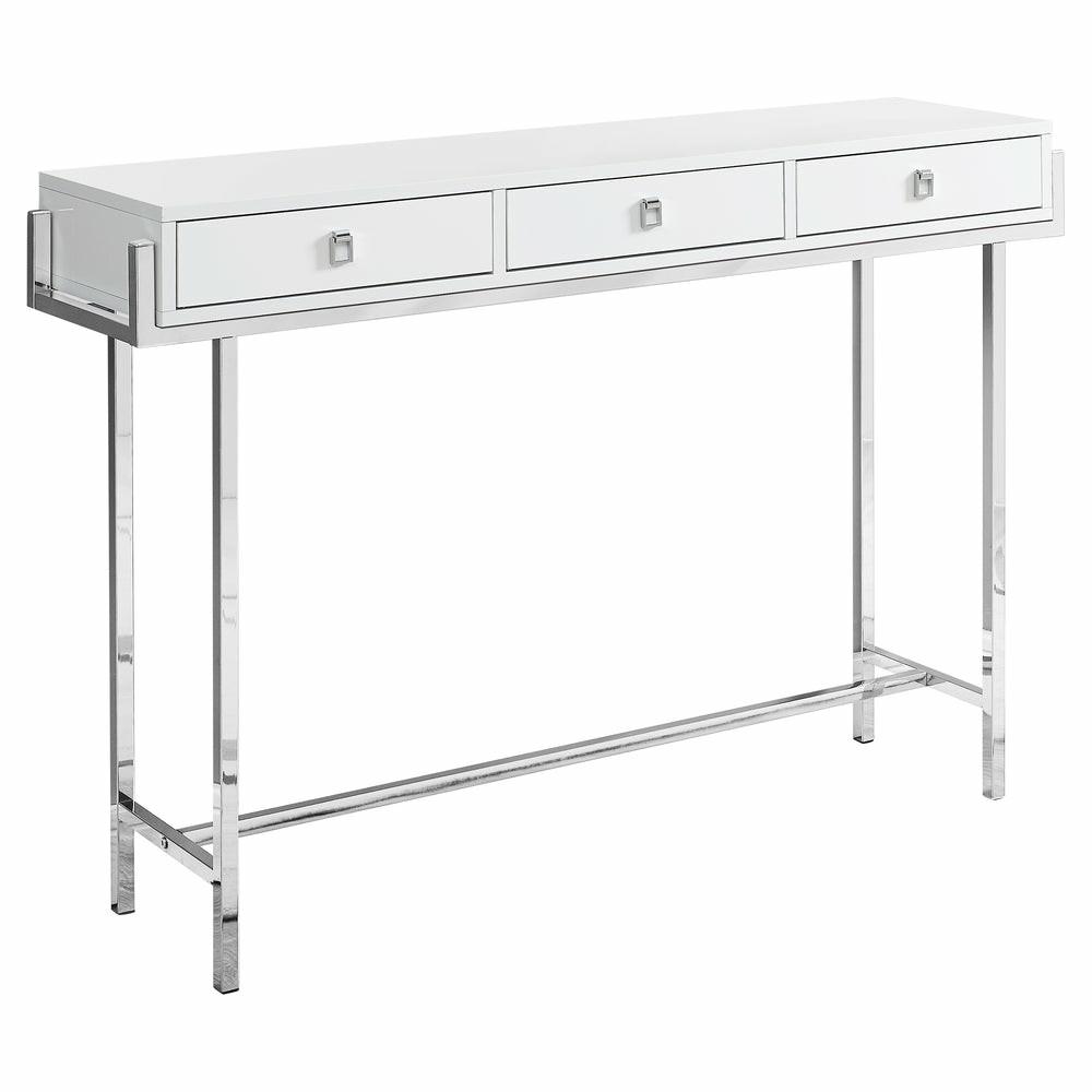 Glossy White Chrome Metal Accent Table End Tables