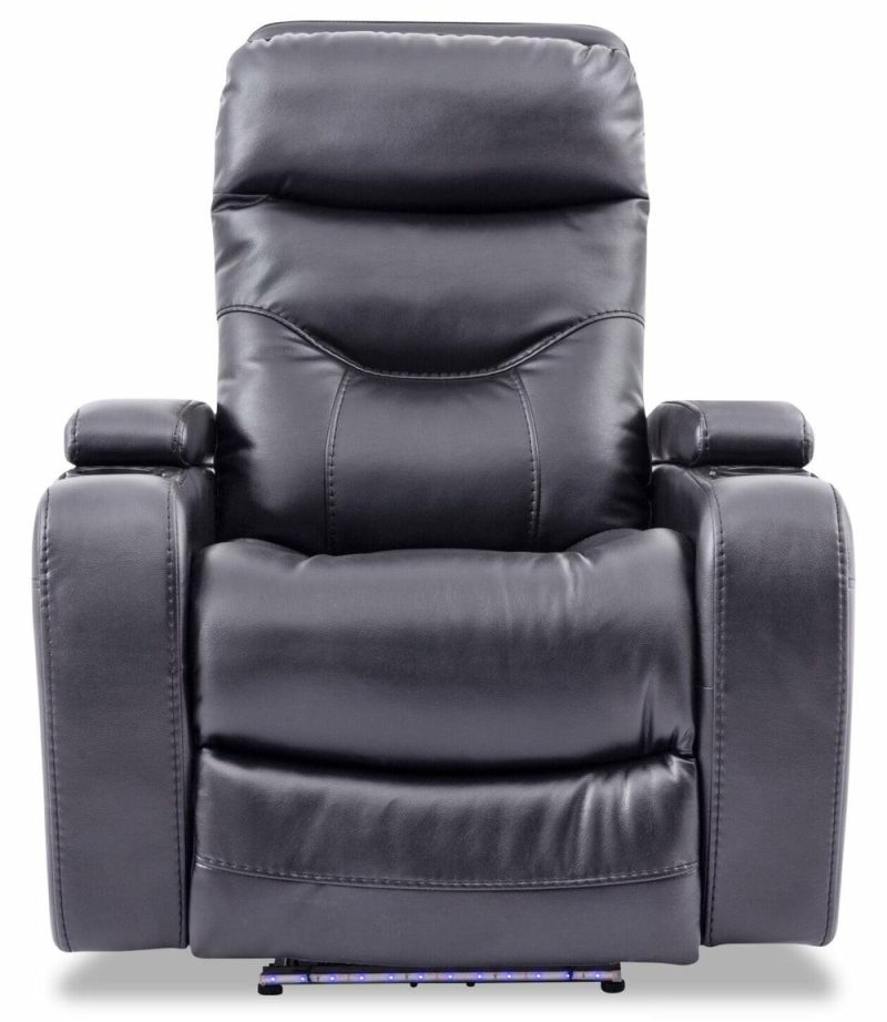 Glow Leather-Look Fabric Power Recliner With Adjustable Headrest – Black Furniture