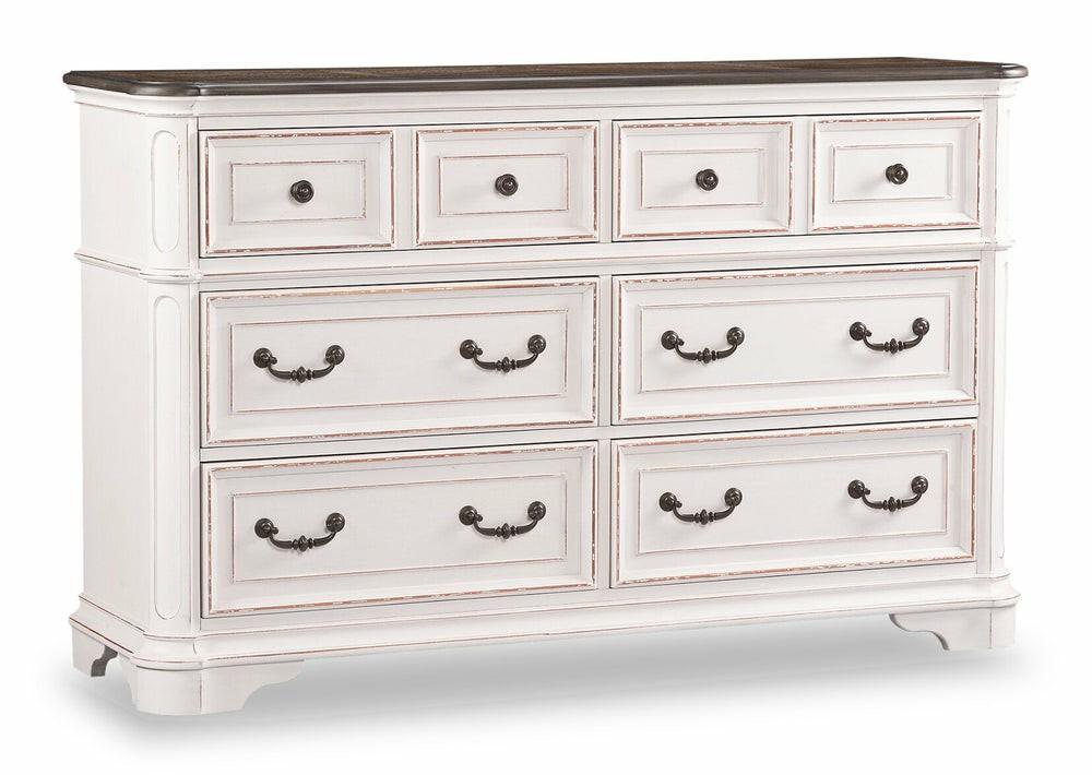 Grace Bedroom 6-Drawer Dresser, 64″W X 40″H – Antique White Bedroom