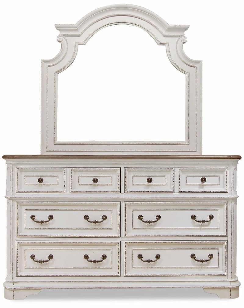 Grace Bedroom Dresser Mirror – Antique White Bedroom