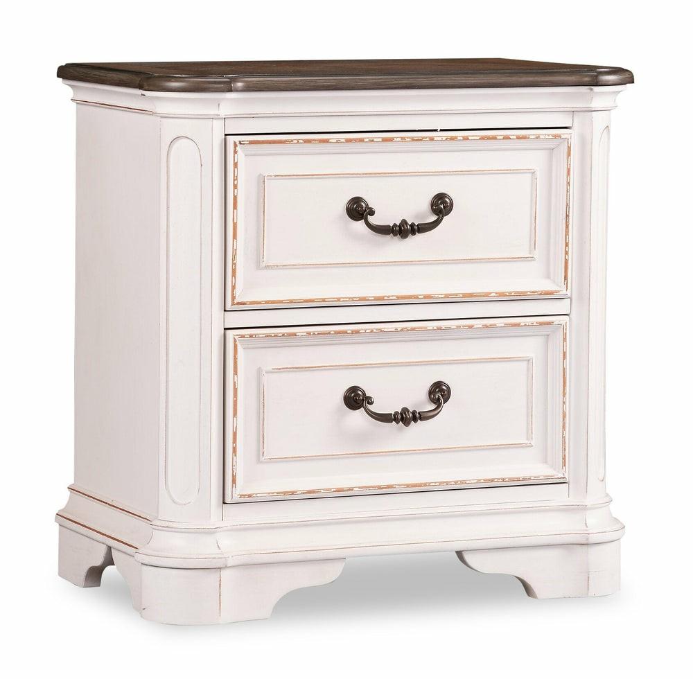 Grace Bedside 2-Drawer Nightstand With Built-In Usb Ports, 28″W X 28″H – Antique White Bedroom