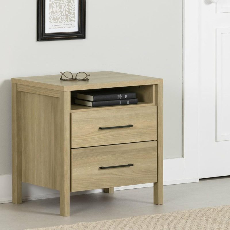 Gravity 2-Drawer Nightstand – Natural Ash Bedroom