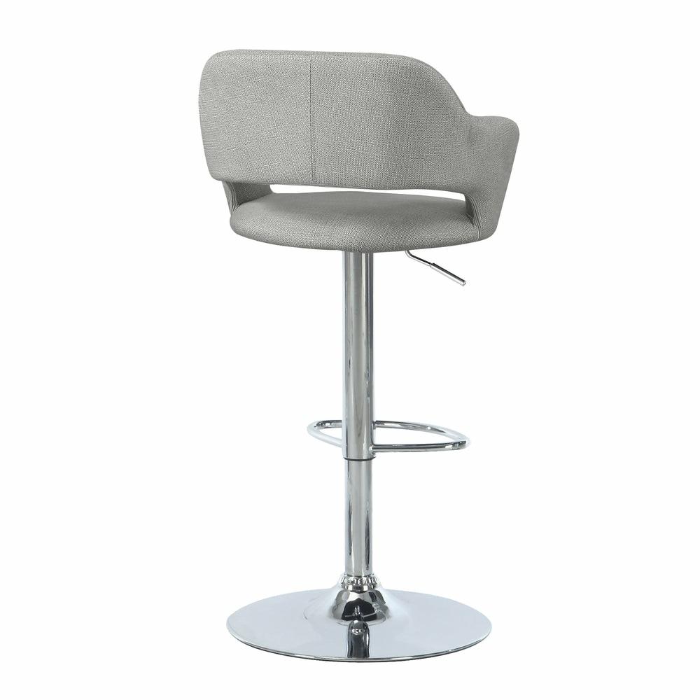 Grey Fabric Chrome Metal Hydraulic Lift Bar Stool Dining Room