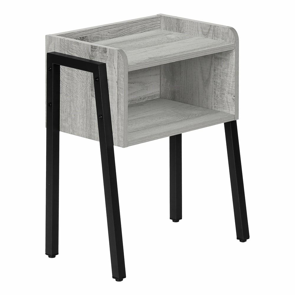 Grey Wood-Look Black Metal Side Table End Tables