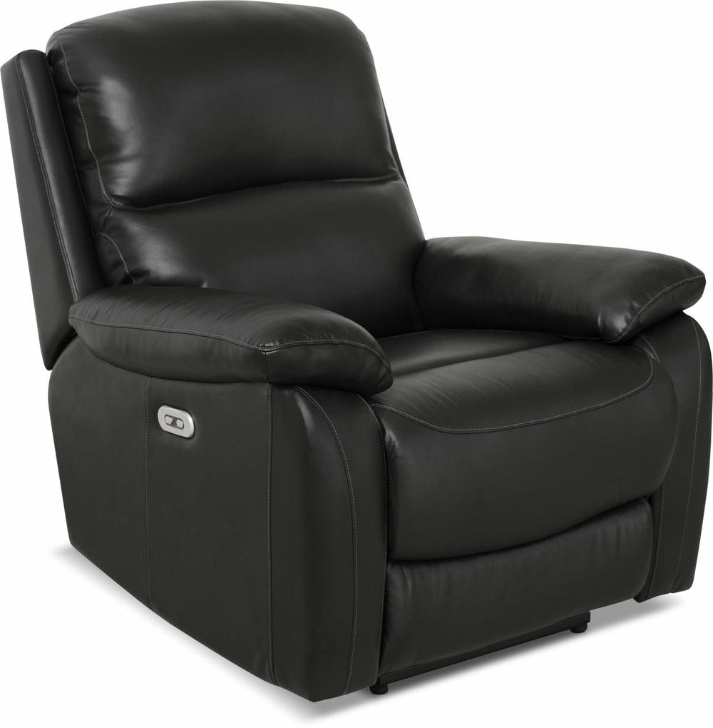 Grove 36″ Black Genuine Leather Power Reclining Chair With Adjustable Headrest Furniture