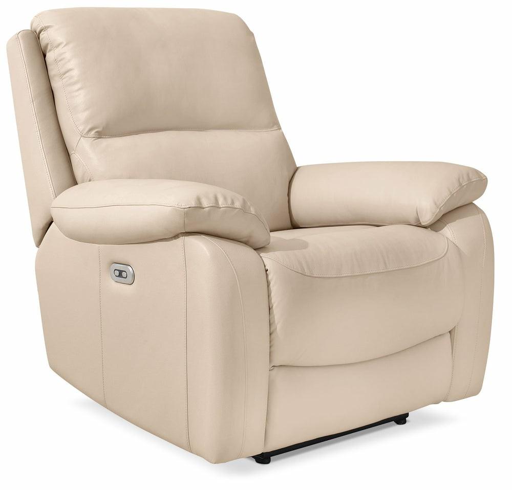 Grove 36″ Cream Genuine Leather Power Reclining Chair With Adjustable Headrest Accent Chairs