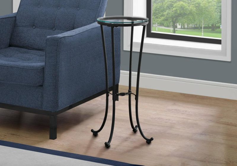 Hammered Black Metal With Tempered Glass Accent Table End Tables