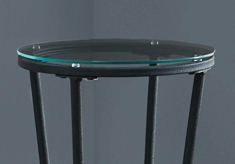 Hammered Black Metal With Tempered Glass Accent Table End Tables