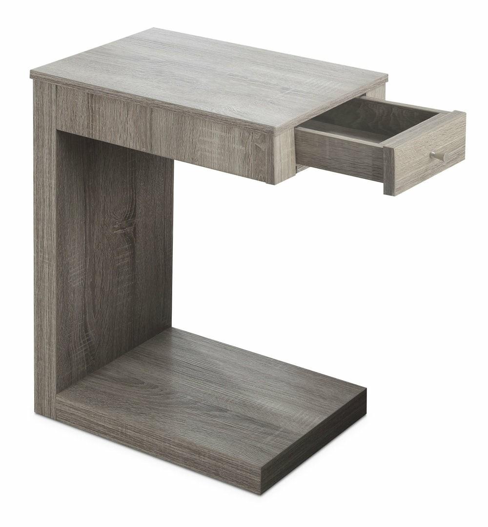 Hampshire 12″ C-Shape Accent Table With Drawer – Taupe End Tables