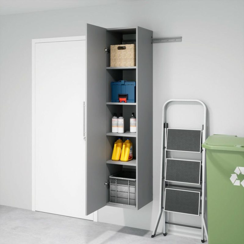 Hangups 15″ Narrow Storage Cabinet – Light Grey Bookcases