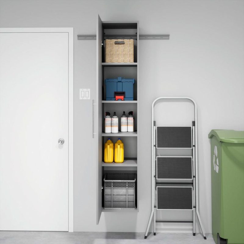 Hangups 15″ Narrow Storage Cabinet – Light Grey Bookcases