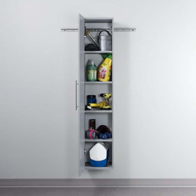 Hangups 15″ Narrow Storage Cabinet – Light Grey Bookcases