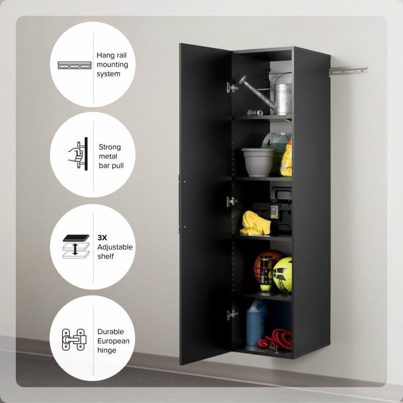 Hangups 18″ Narrow Storage Cabinet – Black Bookcases