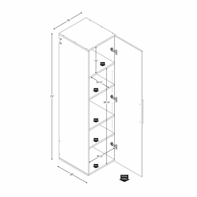 Hangups 18″ Narrow Storage Cabinet – White Bookcases