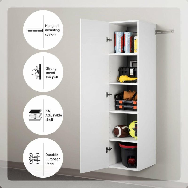 Hangups 18″ Narrow Storage Cabinet – White Bookcases