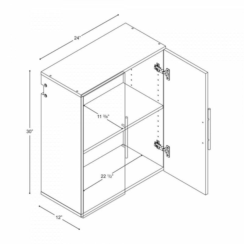 Hangups 24″ Upper Storage Cabinet Light Grey Bookcases