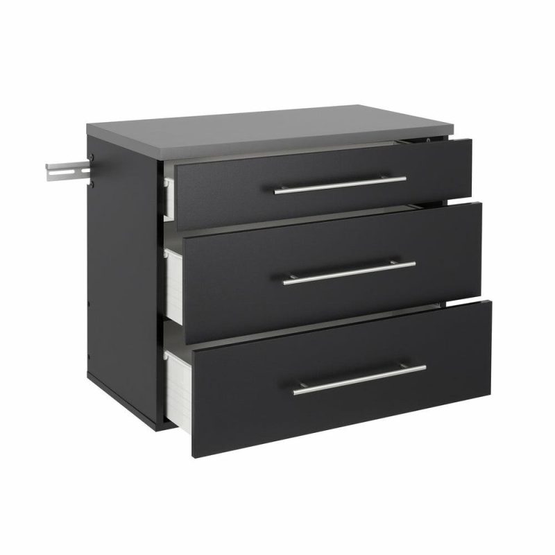 Hangups 3-Drawer Base Storage Cabinet – Black Cabinets