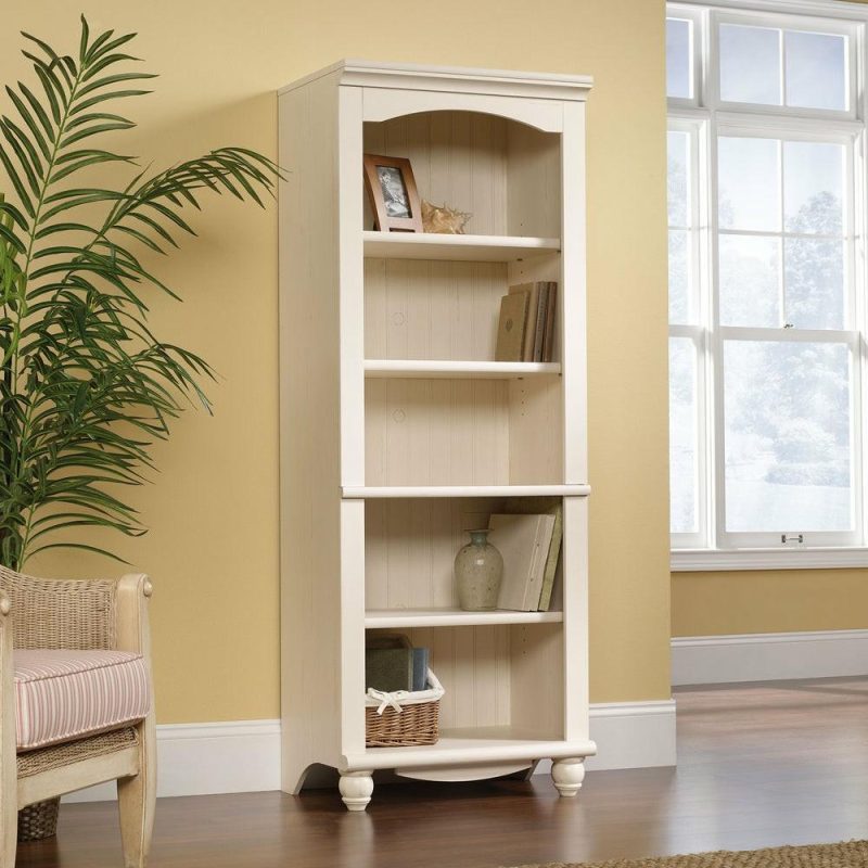 Harbor View 27.20″ 5-Shelf Bookcase – Antique White Bookcases