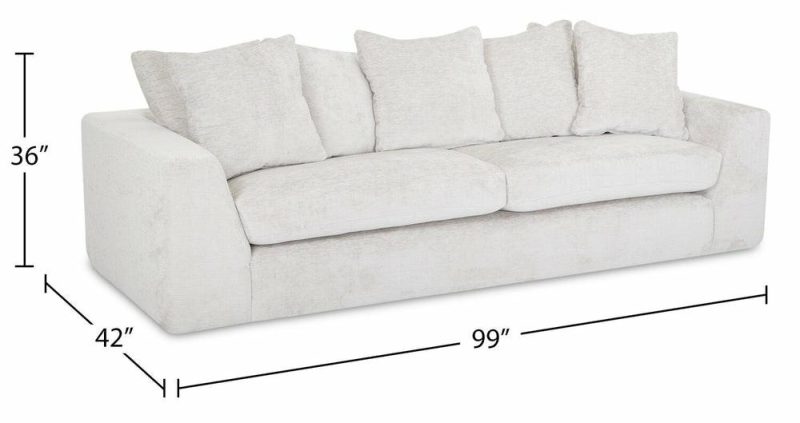 Harper 99″ Mist White Sofa With Accent Pillows Furniture