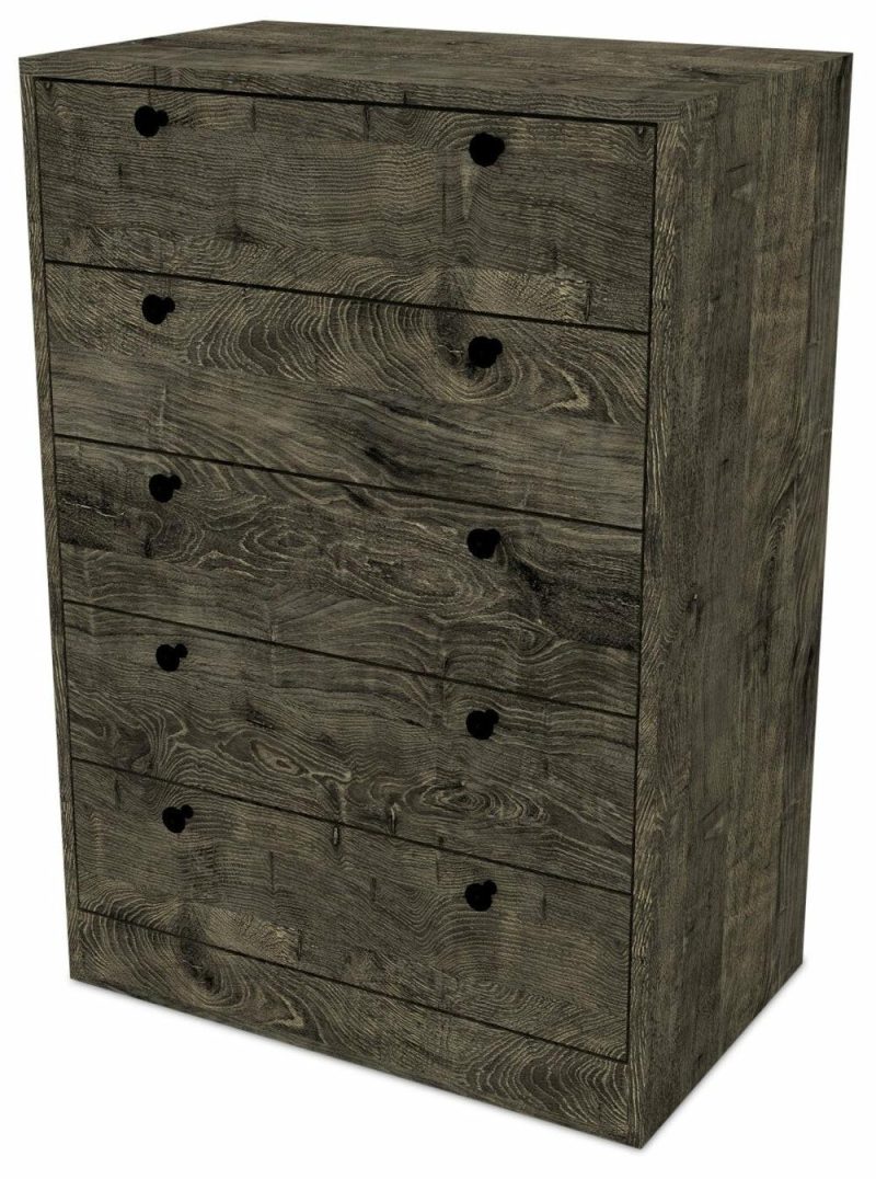 Hart Bedroom Chest Of Drawers, 5-Drawer, 24.6″W X 36.2″H, Made In Canada – Grey Bedroom