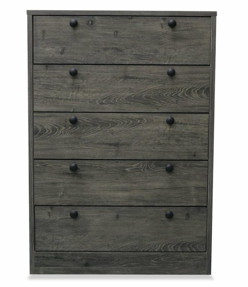 Hart Bedroom Chest Of Drawers, 5-Drawer, 24.6″W X 36.2″H, Made In Canada – Grey Bedroom