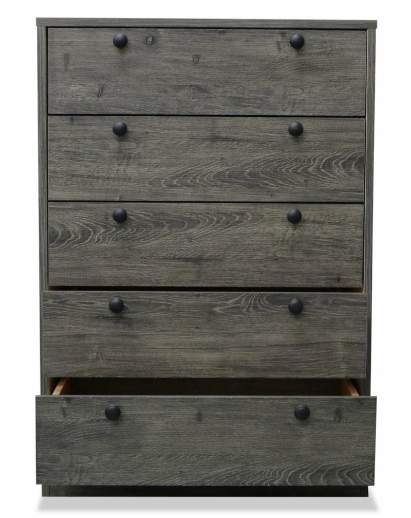 Hart Bedroom Chest Of Drawers, 5-Drawer, 24.6″W X 36.2″H, Made In Canada – Grey Bedroom