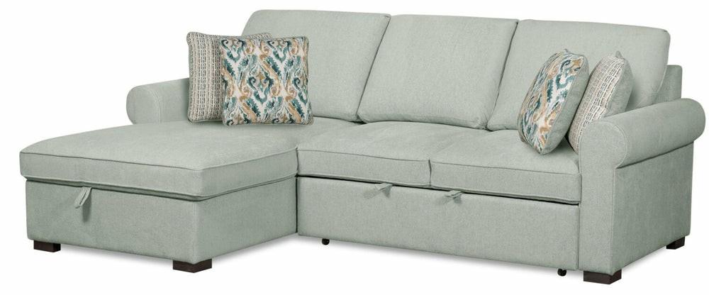 Haven 2-Piece Left-Facing Chenille Sleeper Sectional – Seafoam Furniture