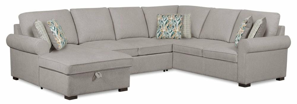 Haven 3-Piece Chenille Left-Facing Sleeper Sectional – Grey Furniture