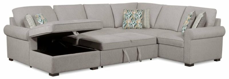 Haven 3-Piece Chenille Left-Facing Sleeper Sectional – Grey Furniture