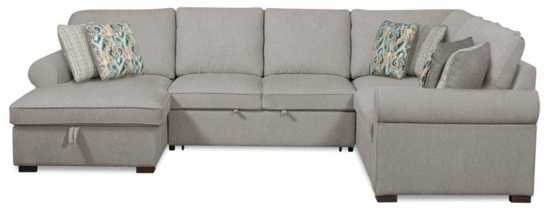 Haven 3-Piece Chenille Left-Facing Sleeper Sectional – Grey Furniture