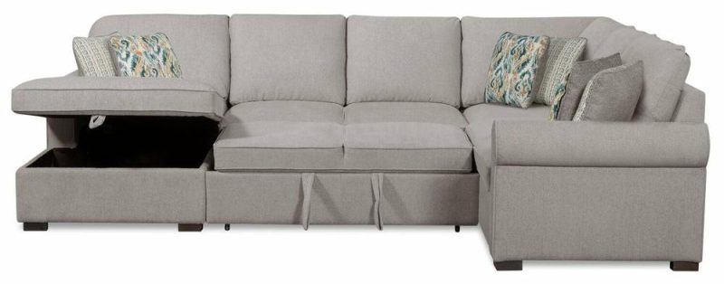 Haven 3-Piece Chenille Left-Facing Sleeper Sectional – Grey Furniture