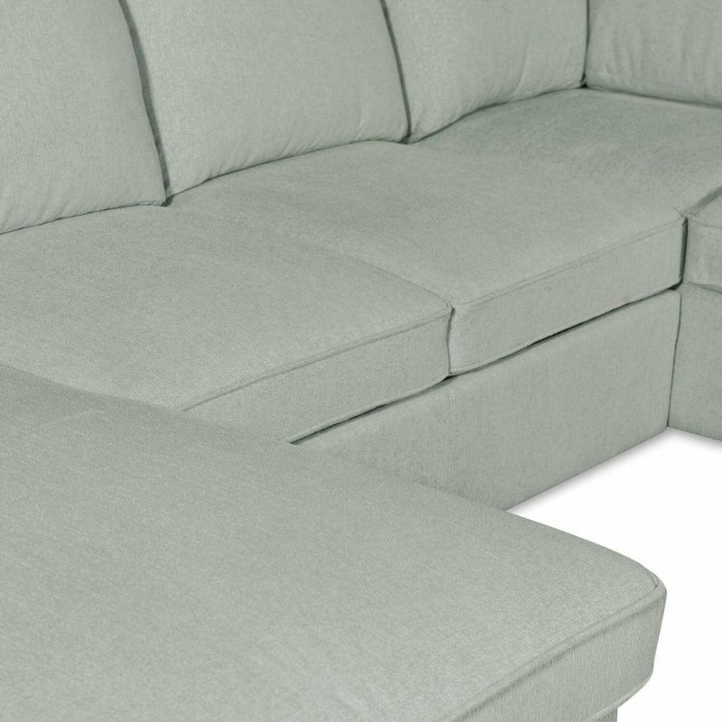 Haven 3-Piece Chenille Left-Facing Sleeper Sectional – Seafoam Furniture