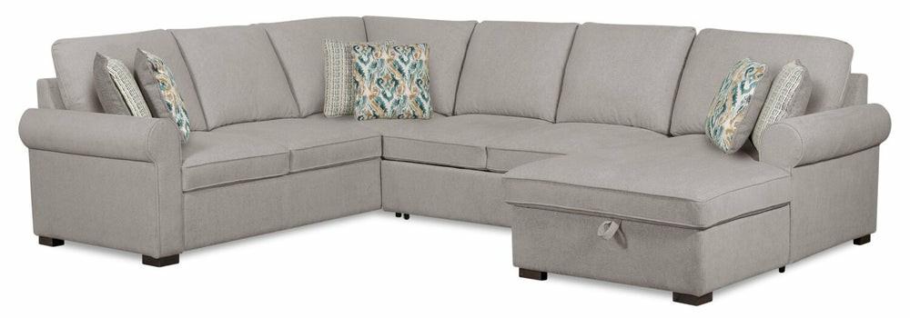 Haven 3-Piece Chenille Right-Facing Sleeper Sectional – Grey Furniture