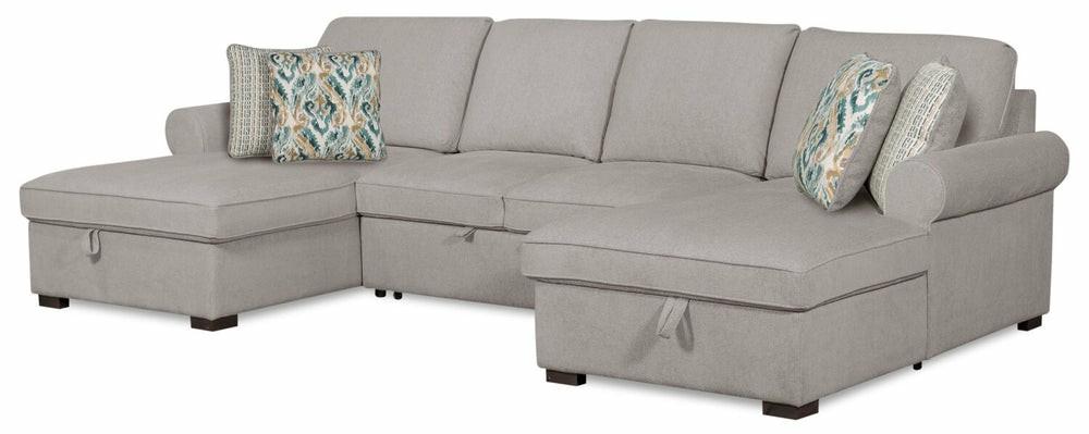 Haven 3-Piece Chenille Sleeper Sectional – Grey Furniture