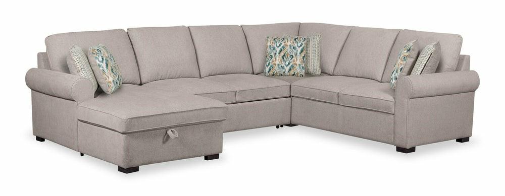 Haven 4-Piece Chenille Left-Facing Sleeper Sectional – Grey Furniture