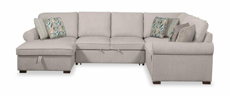 Haven 4-Piece Chenille Left-Facing Sleeper Sectional – Grey Furniture