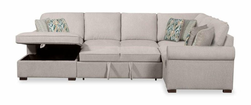 Haven 4-Piece Chenille Left-Facing Sleeper Sectional – Grey Furniture