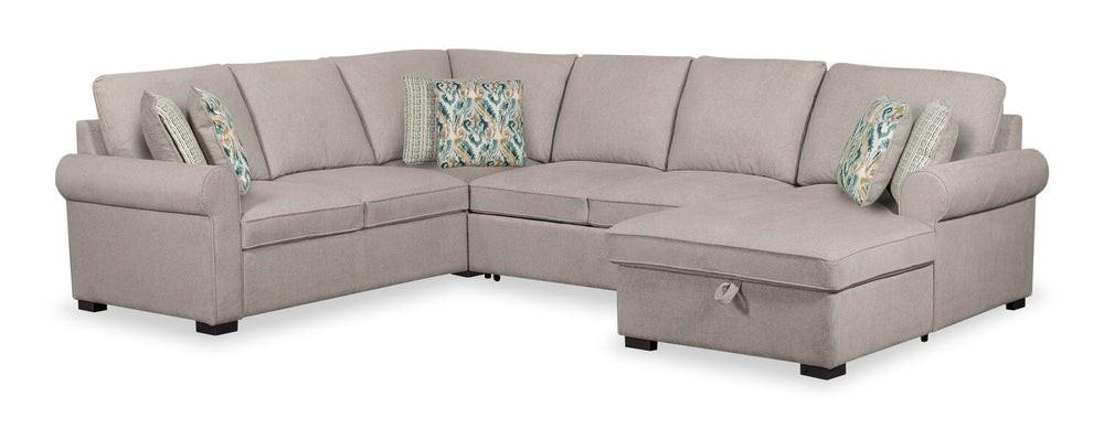 Haven 4-Piece Chenille Right-Facing Sleeper Sectional – Grey Furniture