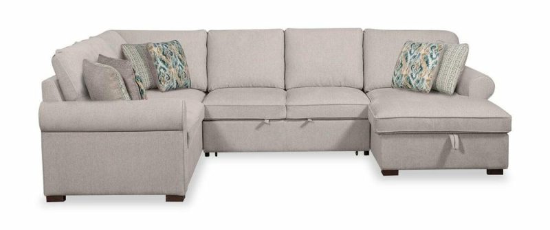 Haven 4-Piece Chenille Right-Facing Sleeper Sectional – Grey Furniture