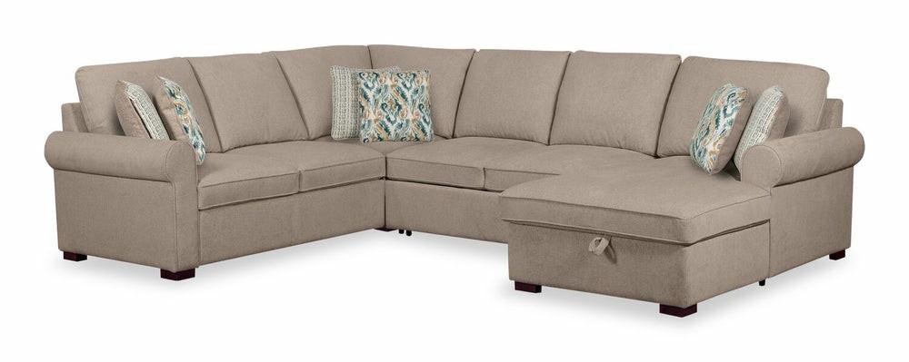 Haven 4-Piece Chenille Right-Facing Sleeper Sectional – Taupe Furniture