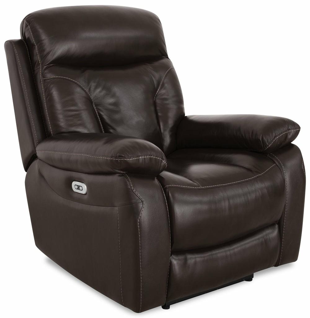 Hayes 38″ Brown Genuine Leather Power Reclining Chairs With Adjustable Headrest Furniture