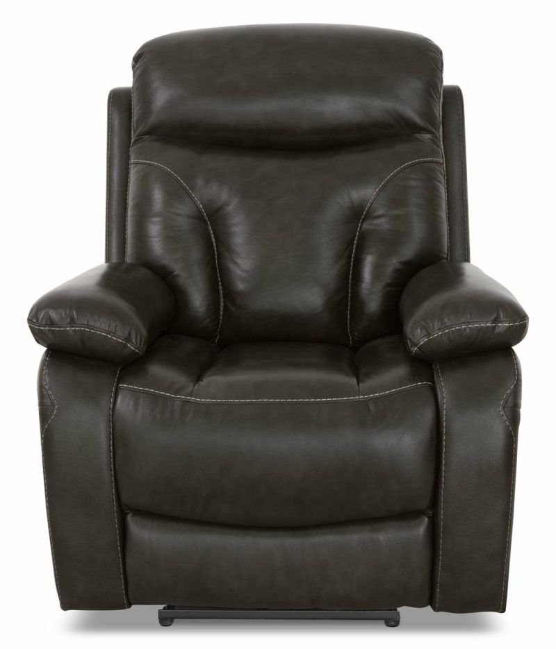 Hayes 38″ Steel Grey Genuine Leather Power Reclining Chair With Adjustable Headrest Furniture