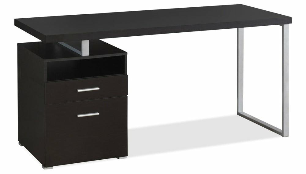 Heather 60″ Adjustable Desk With 2-Drawers & Cubbyhole – Espresso Desks