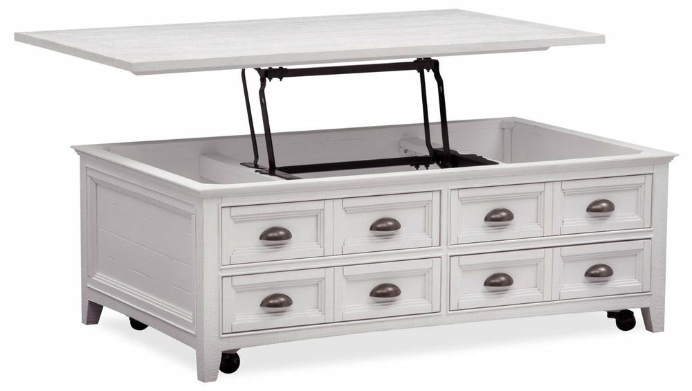 Heron Cove 50″ Traditional Lift Top Coffee Table With Storage And Casters – White Pine Coffee Tables