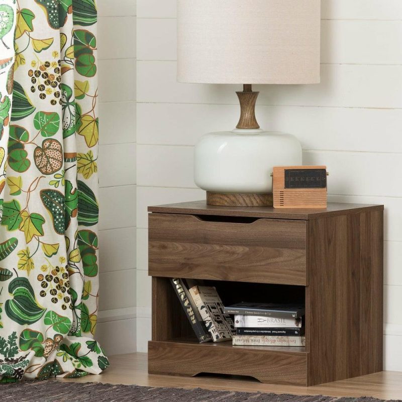 Holland 1-Drawer Nightstand – Natural Walnut Bedroom