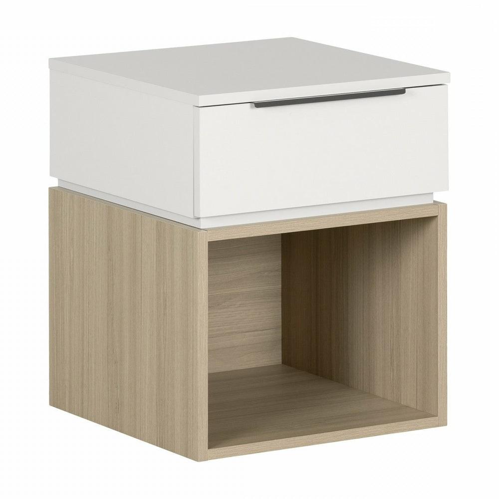 Hourra 1-Drawer Nightstand – Soft Elm White Bedroom