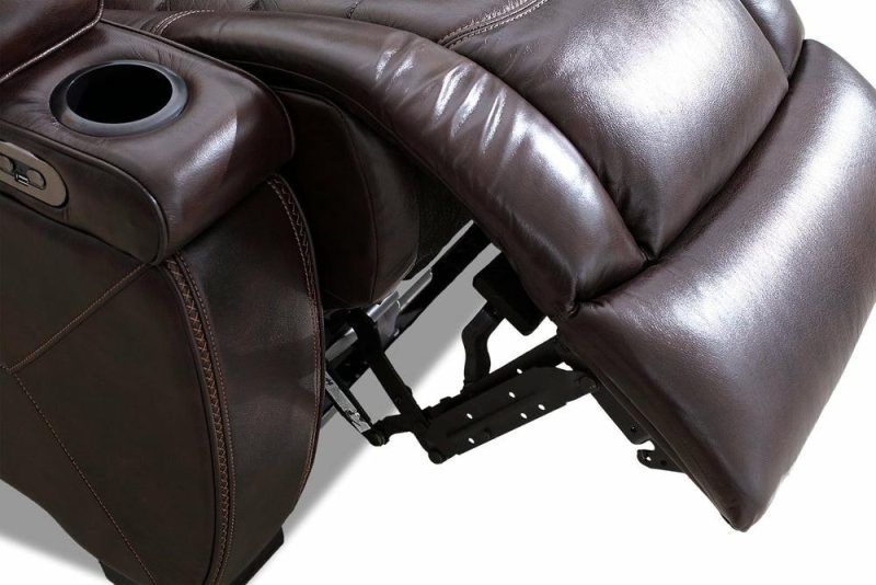 Hugo 84″ Brown Genuine Leather Power Reclining Sofa With Power Headrests, Dual Cupholders And Usb Port Furniture